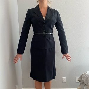 Jones New York Blue Pinstripe Skirted Suit